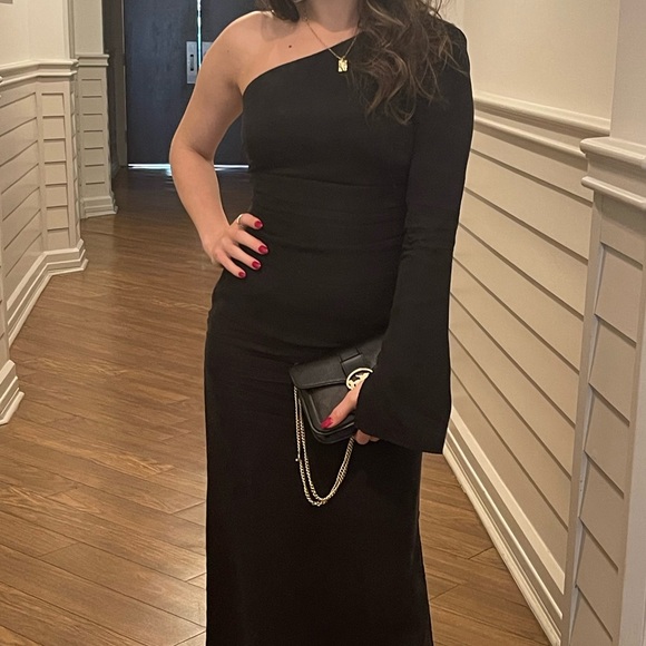 Dissh asymmetrical, Sasha one shoulder long sleeve dress with slit. - Picture 1 of 4